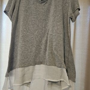 Bobeau Gray and White Layered Short Sleeve Tee